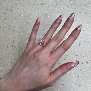 Handmade ring with pink stone. Size 5